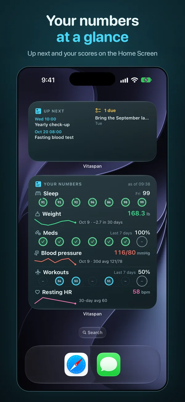 Your numbers at a glance. Up next and your scores on the Home Screen