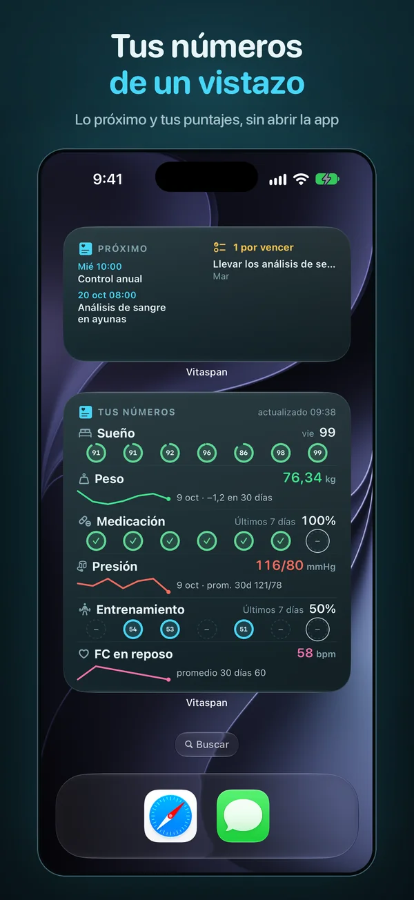 Tus números de un vistazo. Lo próximo y tus puntajes, sin abrir la app